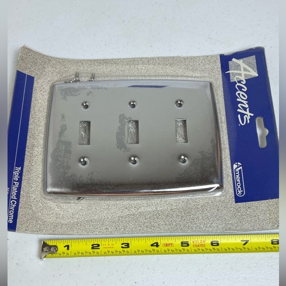 VTG Amerock Polished Chrome Silver Triple Switch Plate 52187 Accents Taiwan - Picture 3 of 8